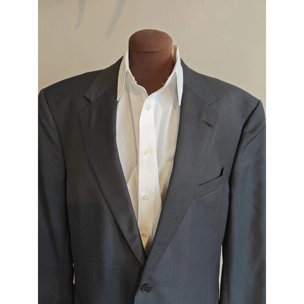 Joseph Abboud Mens Blue Plaid Wool Sports Coat 46L Blazer Made in USA K802
